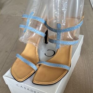 Casadei Light Blue Leather Strappy High-Heel Sandals